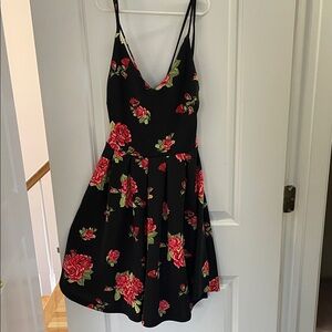 Love J Black Dress with Red Floral Design